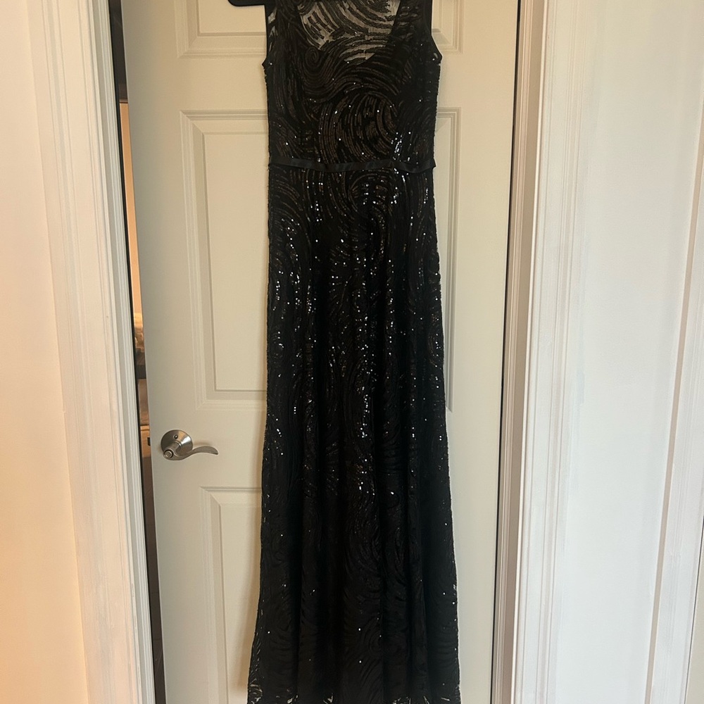 Karl Lagerfeld Black Sequin Halter Gown